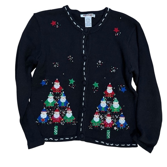 Holiday Time Black Christmas Cardigan - Picture 2 of 4